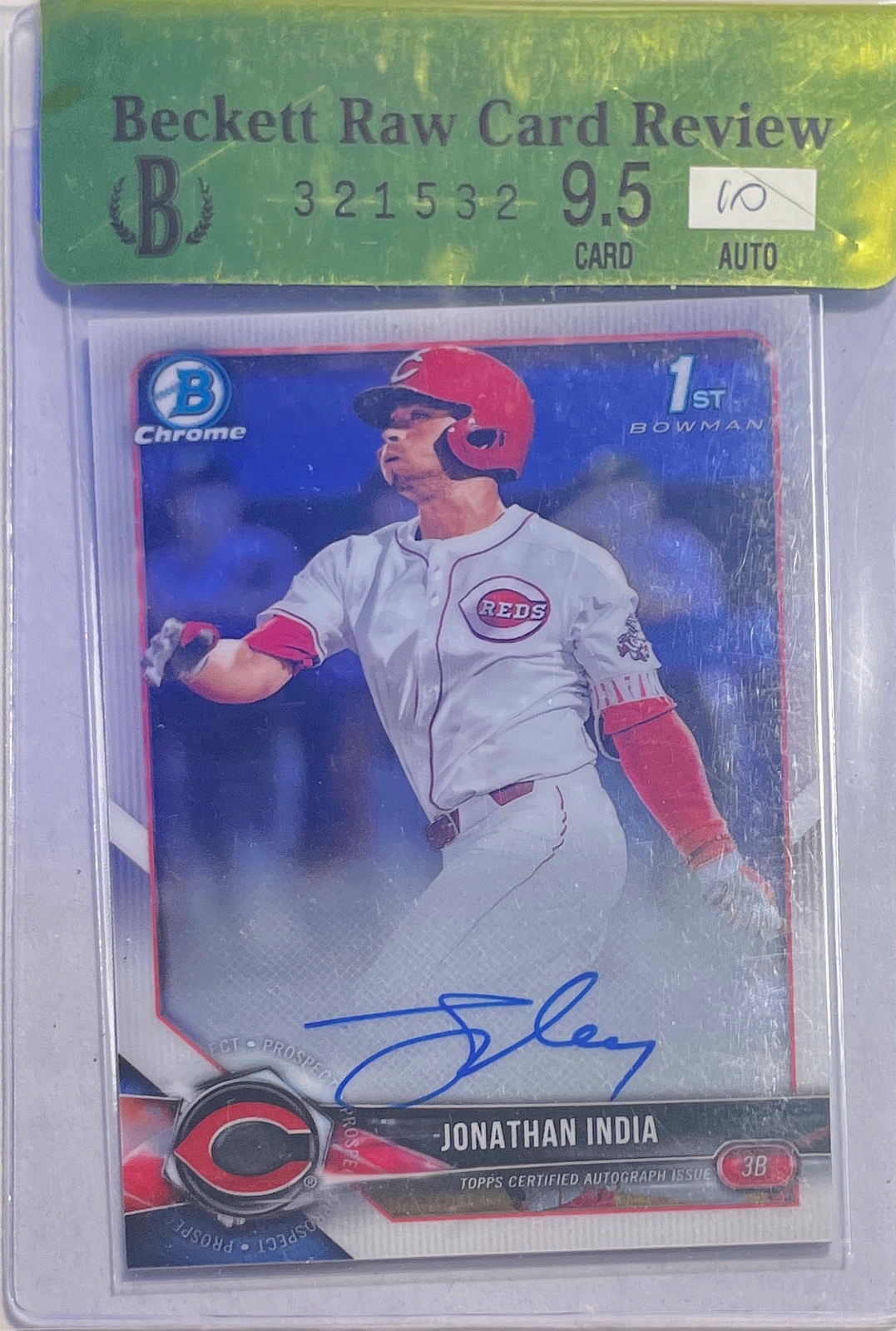 JONATHAN INDIA 2018 BOWMAN CHROME 1ST PROSPECT AUTO RC #CDAJI BGS 9.5 10 AU GEM