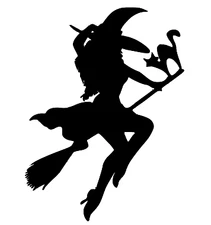 Witch on Broom With a Cat Vinyl Decal Car Truck SUV Laptop Tumbler Sticker