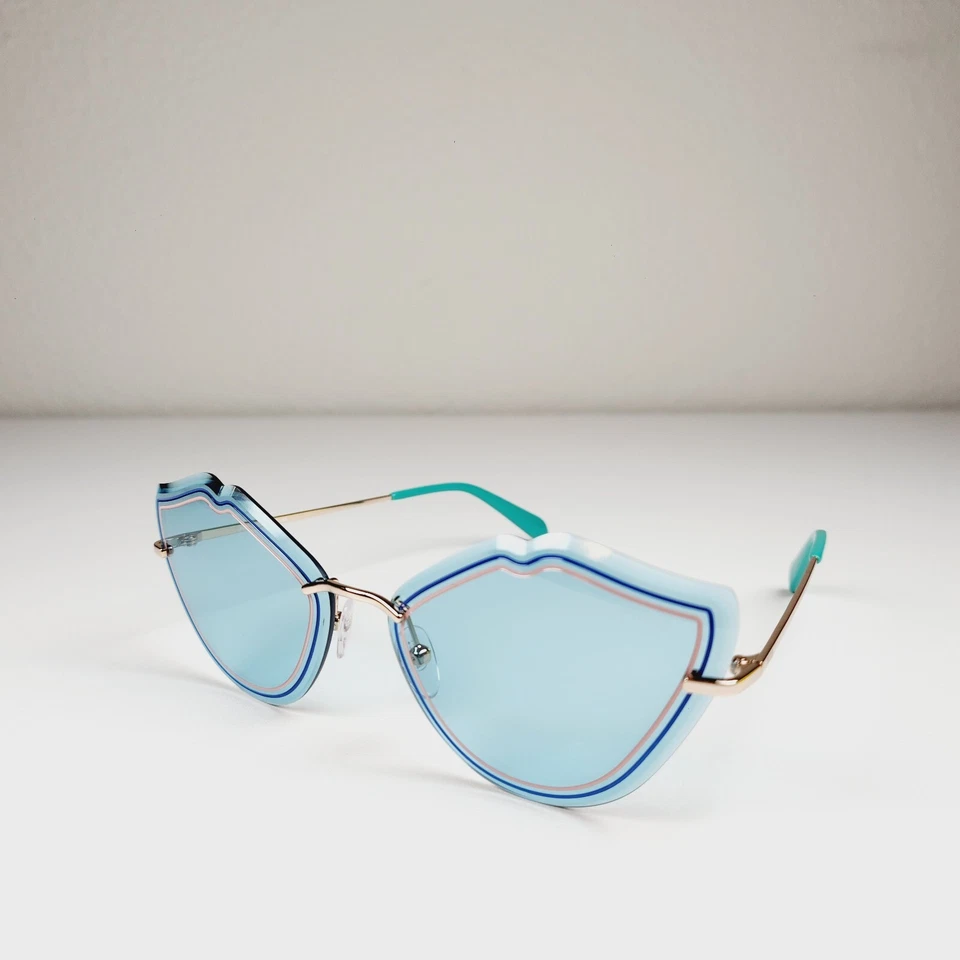 GAFAS DE SOL EMILIO PUCCI EP0134 S 28W MARCO ORO ROSA OJO DE GATO SIN MONTURA AZUL AGUA Foto 2 de 4