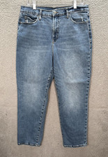 Old Navy Jeans Womens 14 Blue Denim The Sky Hi Straight Distressed Preppy Y2K