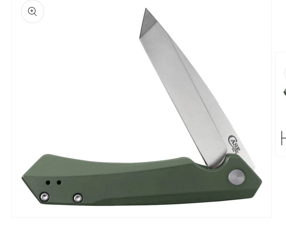 Case Cutlery Kinzua Pocket Knife Framelock OD Green Aluminum Folding S35VN 64671 - Image 3 of 4