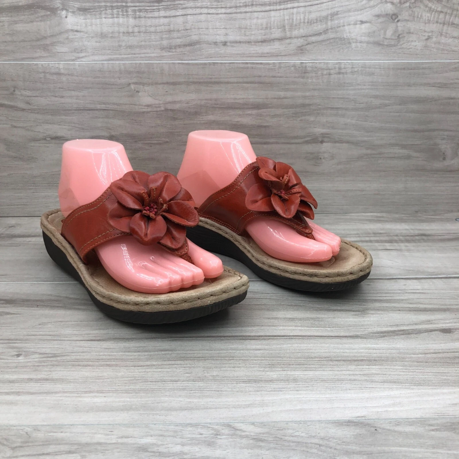 Sandali Clarks donna 9 scarpe infradito infradito infradito floreali pelle arancione