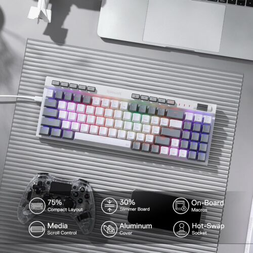 Redragon K655 75% RGB Wired Gaming Keyboard Hot-Swap Mechanical Quiet Red Switch - Picture 2 of 8