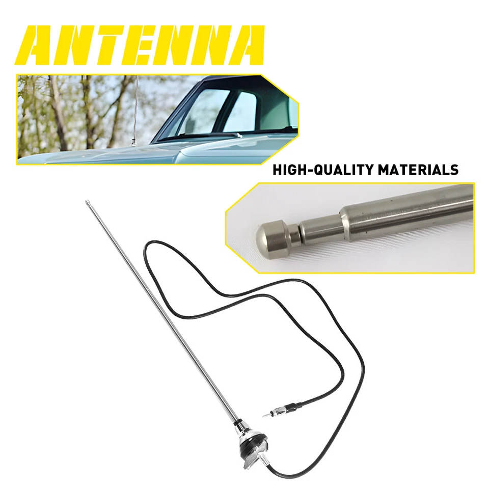 3 Section Retractable Flexible AM/FM Radio Car Antenna Round Base Universal T - Image 2 of 4