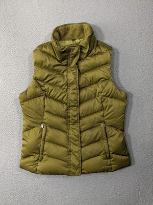 Eddie Bauer Puffer Vest Womens Medium Green EB 550 Fill Goose Down Jacket