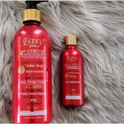 Easy Glow Caviar Drop Body Polisher Lotion 500ml, Serum 80ml AUTHENTIC 