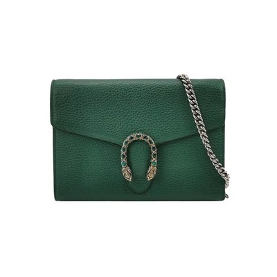 100% Authentic Gucci Dionysus WOC Emerald Green Leather Crossbody Shoulder Bag
