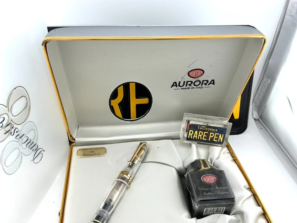 Pluma Estilográfica AURORA 88 DEMOSTRATOR LE 888 Borde Dorado 18K Med Nueva en Caja Año 2001 NUEVA Foto 3 de 4