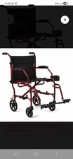 Medline Ultra Lightweight Transport Wheelchair for Adults 19"