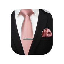 Hisdern Mens Blush Pink Ties For Men Business Wedding Rose Gold Woven Silk Ties