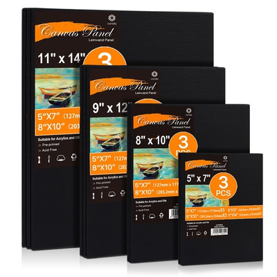 #ad #ad Black Canvas Board for Painting 12 Pack Multi Size 11x14 9x12 8x10 5x7 3 ... $30.61