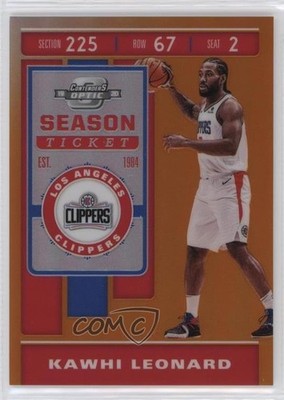 2019 Panini Contenders Optic Season Ticket Orange Prizm 46/49 Kawhi Leonard 0s55