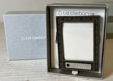 Vintage LIZ CLAIBORNE Gold Tone Picture Frame W/Birthstone For JULY