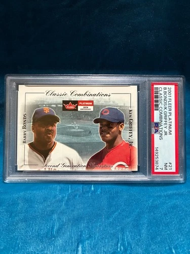 PSA 7 Pop 1 2001 Fleer Plat Classic Comb #21 Barry Bonds Ken Griffey Jr. /1000