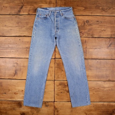 Vintage Levis 501 Jeans 28x31 90s Blau Regular Straight USA Made Light Denim