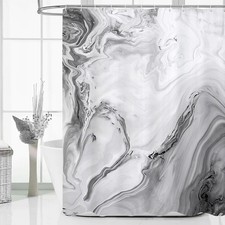 Grey Marble Shower Curtain, Abstract Ombre Fabric Shower Curtains for Modern