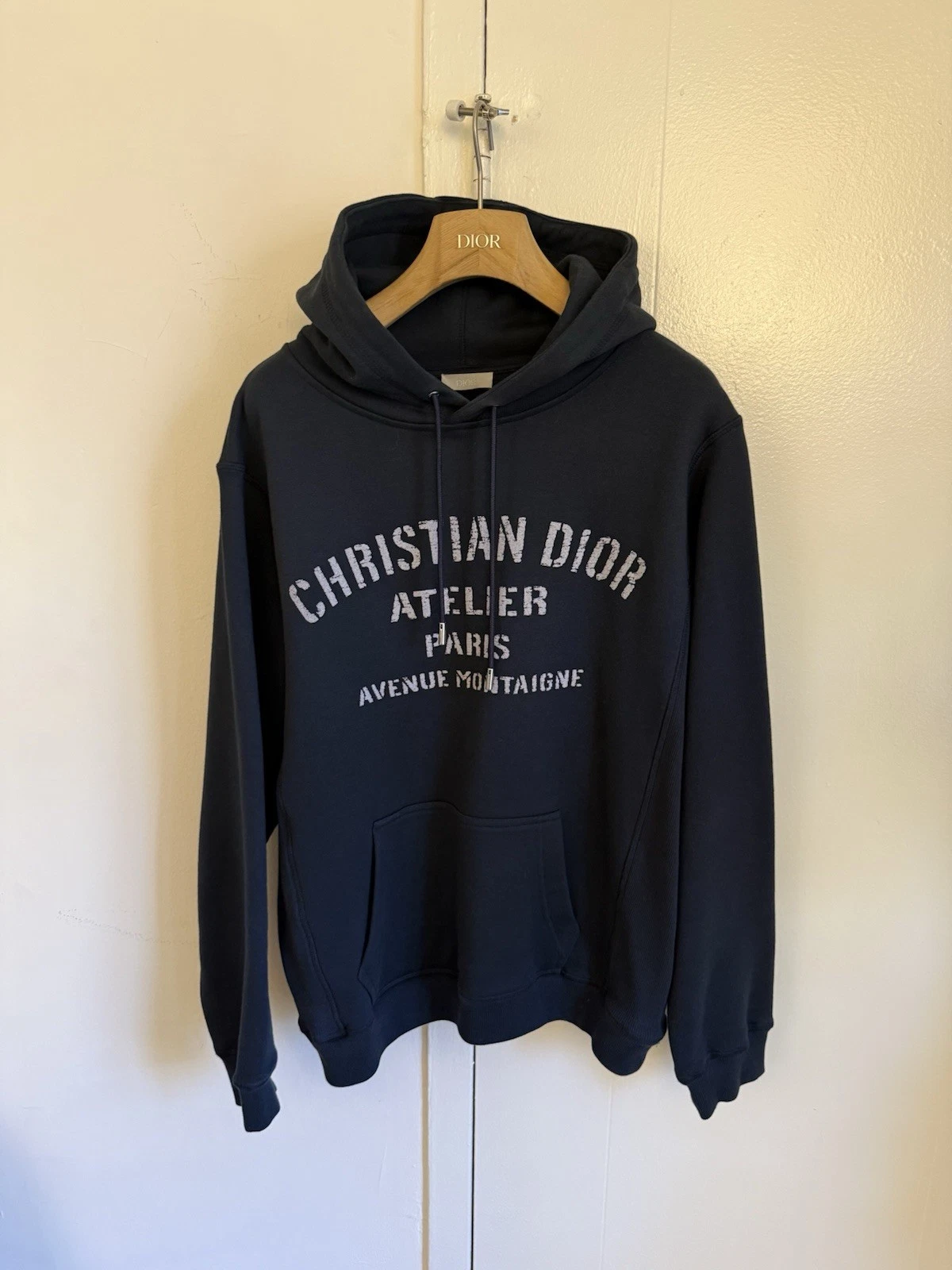 Dior — Christian Dior Atelier Paris Relaxed Fit Hooded Sweatshirt Navy Blue, Size M