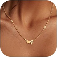 Herzkette Gold Edelstahl Mit Buchstaben AnhäNger Damen Personalisierte Kette