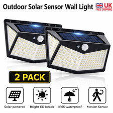 Outdoor Solar Motion Sensor Wall Light LED Security Lamps Waterproof 2 Pack UK x