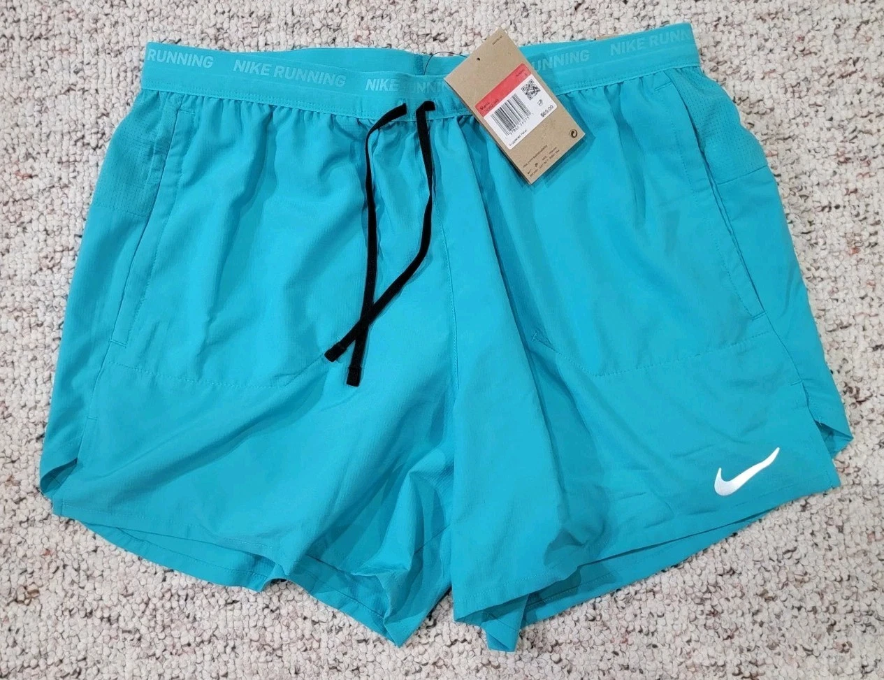 Nike Stride Dri-FIT 5'' 2-in-1 Running Shorts Teal FN2992-345 Mens Size Large