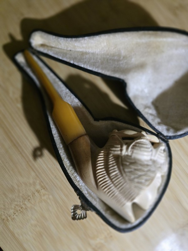 Vintage Golden Horn Block Meerschaum Cleopatra Estate Pipe