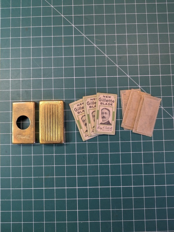 Vintage Brass Gillette Razor Blade Bank Holder Case Plus 6 Vintage Blades 