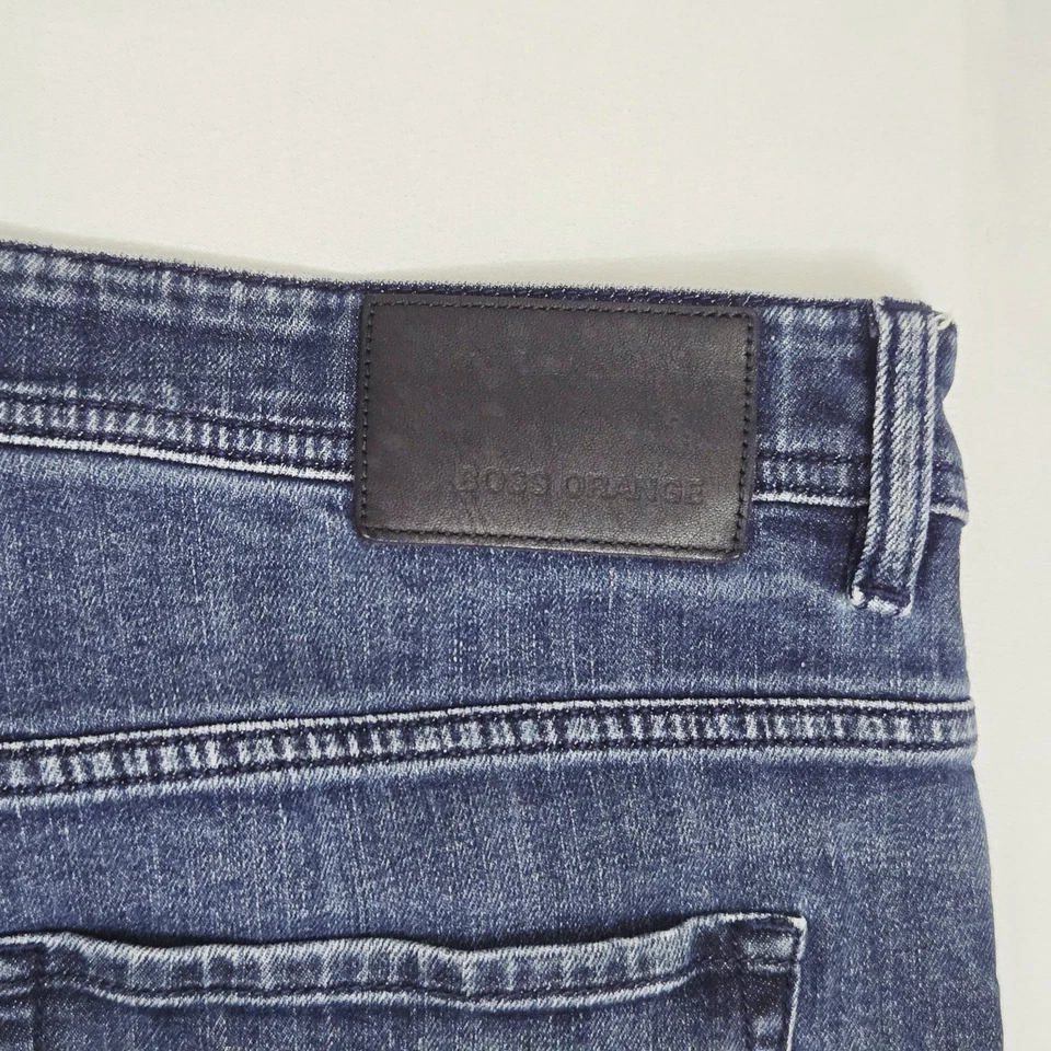Мужские оранжевые джинсы Hugo Boss 38x26 синие вареные стандартные прямые средняя посадка на пуговицах - Изображение 3 из 4