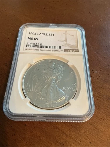 1993 $1 American Silver Eagle NGC MS69 Brown Label