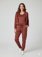 New with Tag Large 3 Piece Burgundy Women Jogger Outfit Set