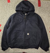 Vintage Carhartt Hooded Jacket Size 2XL J131 BLK Black Canvas Lined New USA Made