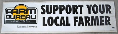 Vintage Support Your Local Farmer New York Farm Bureau Sticker 3.25''x11.5''
