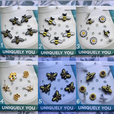 Handmade 5 pack bumble bee sunflower save the bees daisy shoe charms set