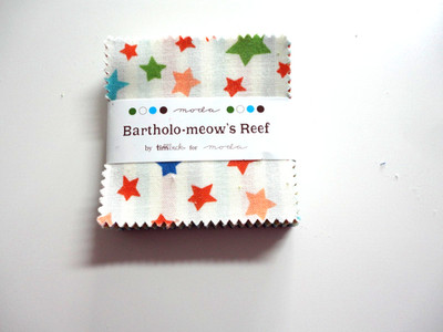 Mini Charm Pack Bartholo-meow`s Reef Precuts Patchwork Quilts Moda Fabrics
