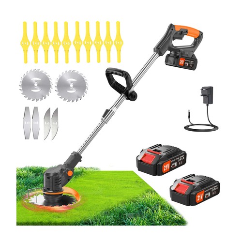 Metal Blade Cordless Strimmer 21v Grass Trimmers 27 Blades 15cm Cutting