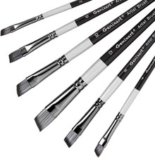 Angular Paint Brushes Set, 6 Pcs Angled Paintbrushes for Acrylic Oil Watercolor