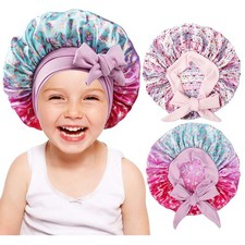 Kids Silk Bonnets for Girls 2 PCS Sleeping Toddler Cap for Curly Hair