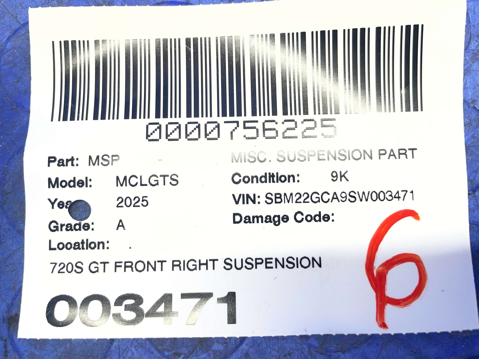 2018-2026 MCLAREN GTS OEM 720S GT FRONT RIGHT SUSPENSION HEIGHT SENSOR 13B0681CP