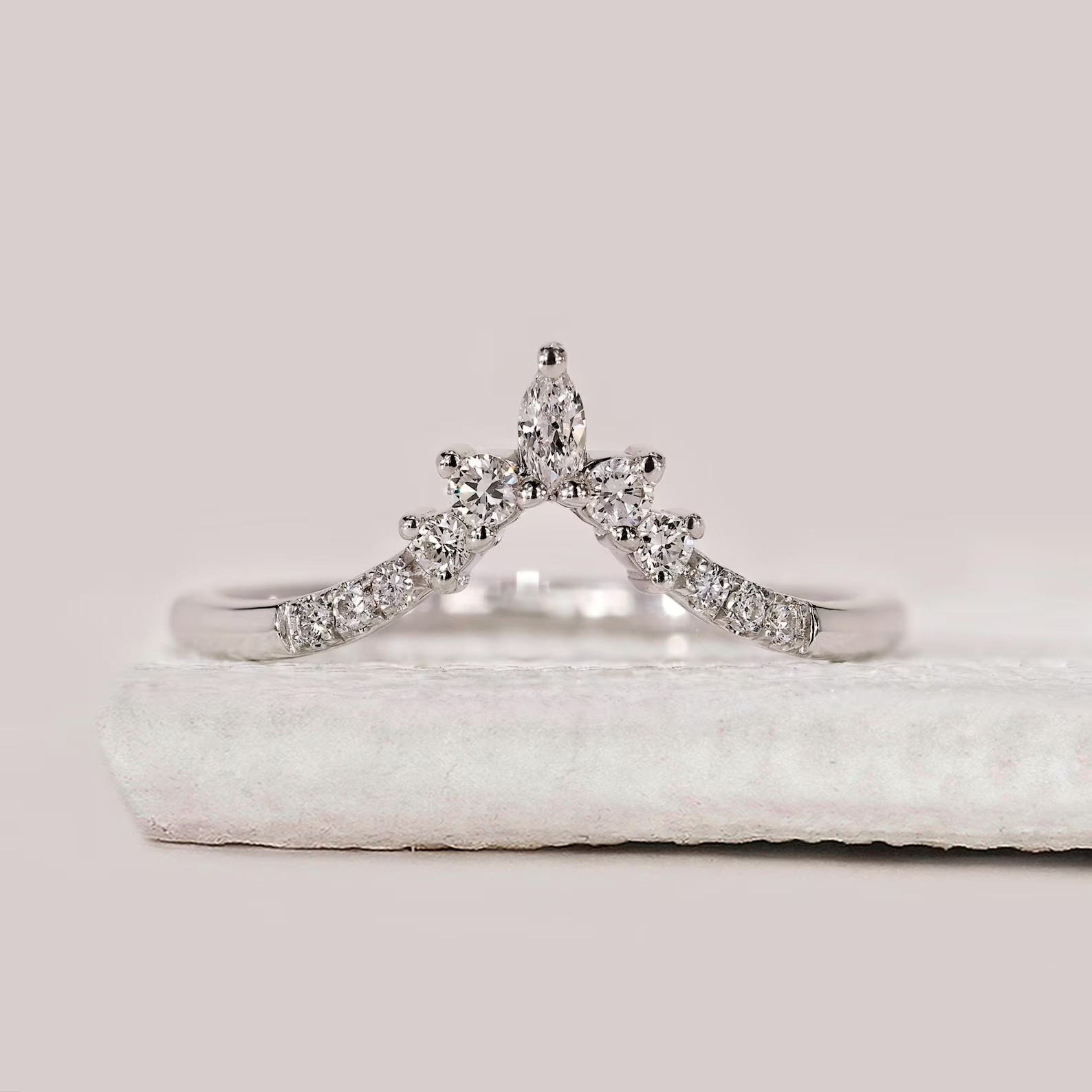 1.15Ct Marquise Cut Lab Grown Diamond Wedding Band Ring 14K White Gold Size 6 7