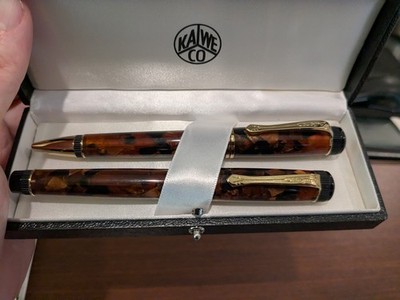 Kaweco Dia 2 Limited Edition Amber Fountain and Ballpoint Pen Set
