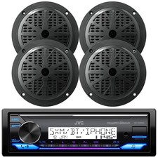 JVC KD-X38MBS Marine Bluetooth Stereo Receiver, 4x Pyle 5.25" 100W Boat Speakers