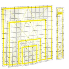 Suwimut Set of 5 Acrylic Quilting Rulers, Square Fabric Cutting Ruler Yellow 