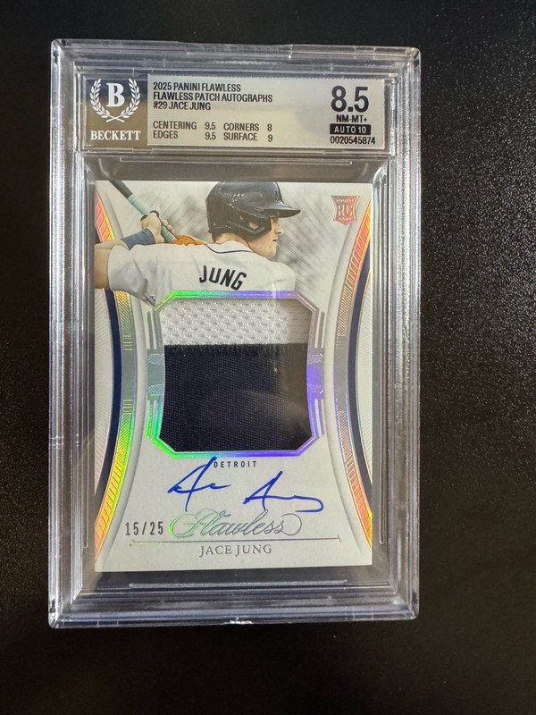 2025 Panini Flawless Jace Jung True RPA /25 BGS 8.5 AUTO 10 Detroit Tigers