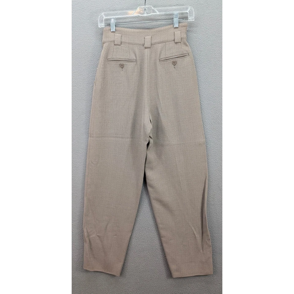 Pantalones plisados de tiro alto vintage Giorgio Armani lana seda beige Italia para mujer 6 Foto 4 de 4