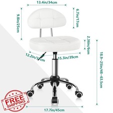 BFTOU White Swivel Stool with Back Massage SPA Shop Wheel