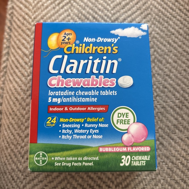 CLARITIN CHILDREN BUBBLE GUM 5MG 30/Ct CHEWABLE TABLET Exp: 02/2027 