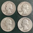 Lot of 4 Silver Washington Quarters - 90% Silver - FREE SHIPPING