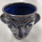 Albert Hodge Face Jug Mug - North Carolina art pottery Blue Multi 4” — photo 4