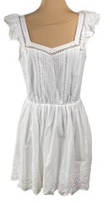 New Steve Madden Astra Mini Dress White Eyelet Size M Medium Ruffle Sleeve