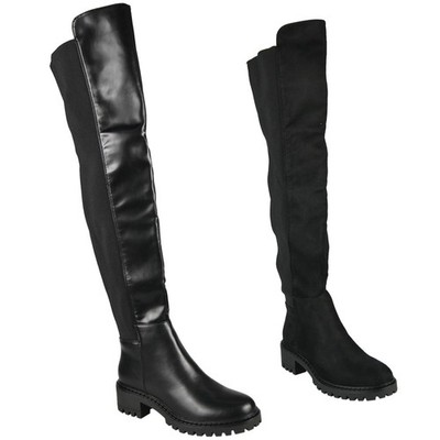 Overknee-Stiefel Oberschenkel dehnbar Reißverschluss Kunst-Wildleder rutschfest bequem mittelhoher Absatz Damenschuhe