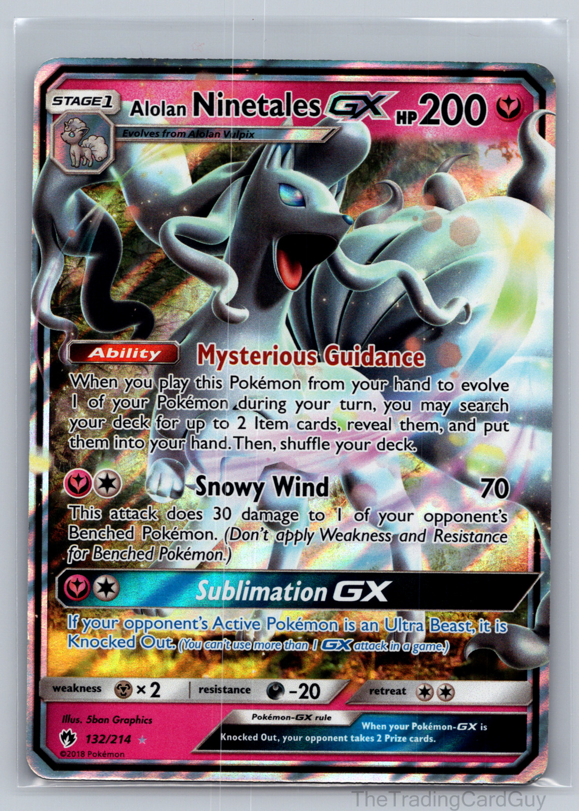 Alolan Ninetales GX Lost Thunder Pokemon Card 132/214 Ultra Rare Holo Card NM